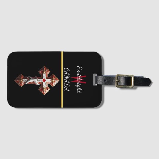 Étiquette À Bagage Feuille d'érable intégrée par croix (Devant Horizontal)