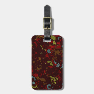 Étiquette À Bagage Feuille et fleurs colorés contre le camouflage