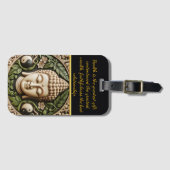 Étiquette À Bagage Feuille et Yin Yang Carving | Art AI (Devant Horizontal)