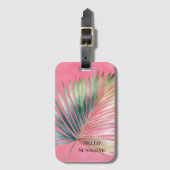 Étiquette À Bagage Feuille tropicale verte rose (Devant Vertical)