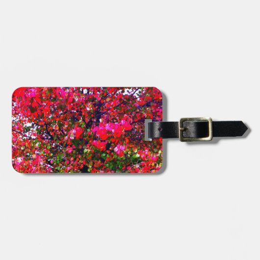 Étiquette À Bagage Feuilles d'automne rose impressionniste (Devant horizontal)