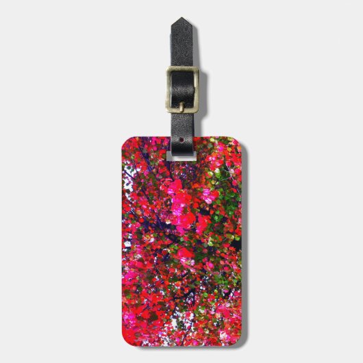 Étiquette À Bagage Feuilles d'automne rose impressionniste (Devant Vertical)