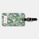 Étiquette À Bagage Feuilles de bananes tropicales roses (Devant horizontal)