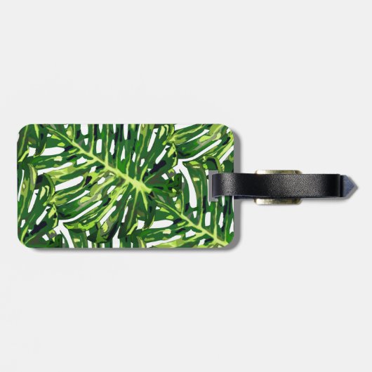 Étiquette À Bagage Feuilles de Monstera Tropical (Dos horizontal)