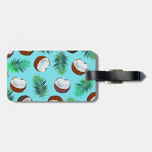 Étiquette À Bagage Feuilles de noix de coco et palmiers tropicaux | M (Dos horizontal)
