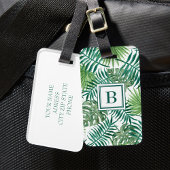 Étiquette À Bagage Feuilles de palmier vert moderne Monogramme