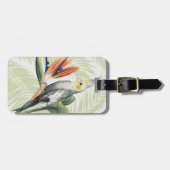 Étiquette À Bagage Feuilles de palmiers à oiseaux noirs (Devant horizontal)