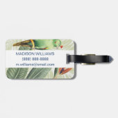 Étiquette À Bagage Feuilles de palmiers à oiseaux verts (Dos horizontal)