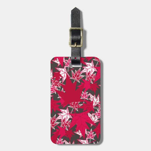 Étiquette À Bagage Feuilles d'érable sur un Arrière - plan de charbon (Devant Vertical)