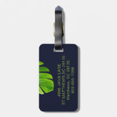 Étiquette À Bagage Feuilles et Fleurs Tropicales (Dos Vertical)
