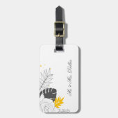 Étiquette À Bagage Feuilles Et Fleurs Tropicaux (Devant Vertical)