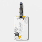 Étiquette À Bagage Feuilles Et Fleurs Tropicaux (Dos Vertical)