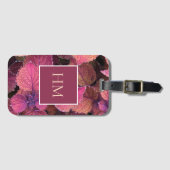 Étiquette À Bagage Feuilles Monogram Burgundy Cream (Devant Horizontal)