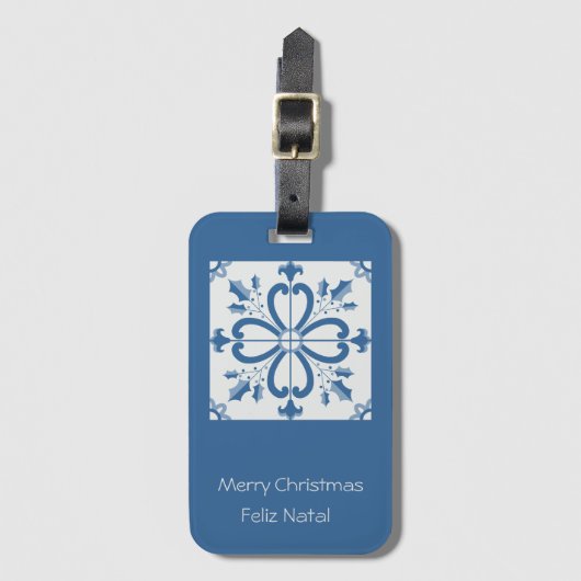 Étiquette À Bagage Feuilles saints de Noël et pétales de fleurs (Devant Vertical)