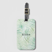 Étiquette À Bagage Feuilles tropicales vertes Aloha (Devant Vertical)