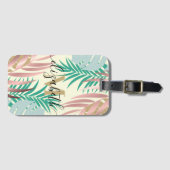 Étiquette À Bagage Feuilles tropicaux mignons (Devant Horizontal)