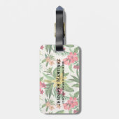 Étiquette À Bagage Feuilles Vertes Et Fleurs Roses Et Jaunes (Dos Vertical)