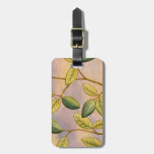 Étiquette À Bagage Feuilles verts et jaunes sur Arrière - plan couche (Devant Vertical)