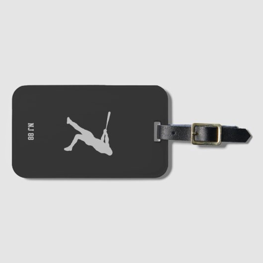 Étiquette À Bagage Fier Batteur de Baseball Silhouette (Devant Horizontal)