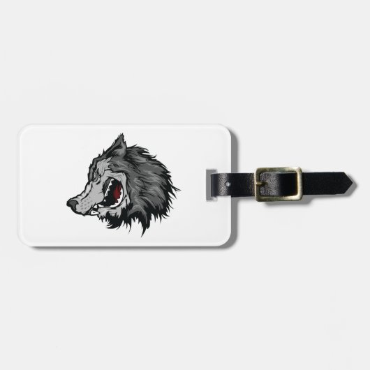 Étiquette À Bagage Fierce Wolf Head Bold Wild Animal (Devant horizontal)