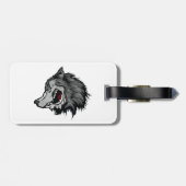 Étiquette À Bagage Fierce Wolf Head Bold Wild Animal (Dos horizontal)
