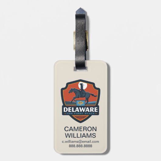 Étiquette À Bagage Fierté de l'État | Delaware (Dos Vertical)
