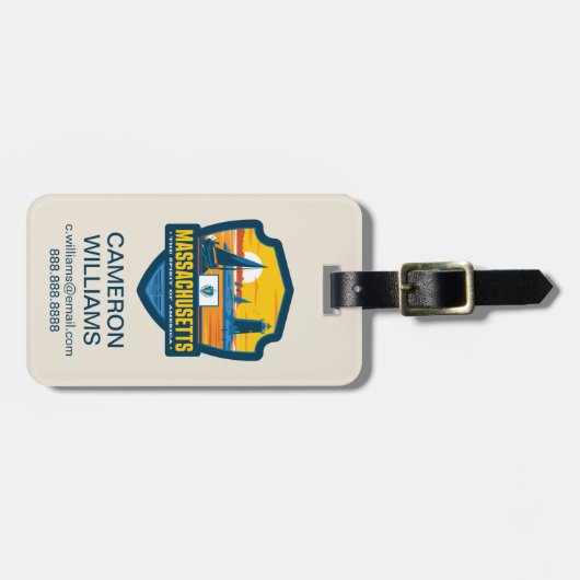 Étiquette À Bagage Fierté de l'État | Massachusetts (Devant horizontal)