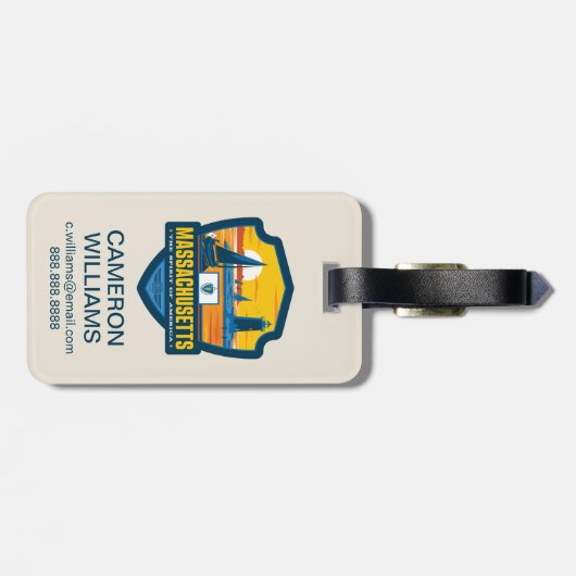 Étiquette À Bagage Fierté de l'État | Massachusetts (Dos horizontal)