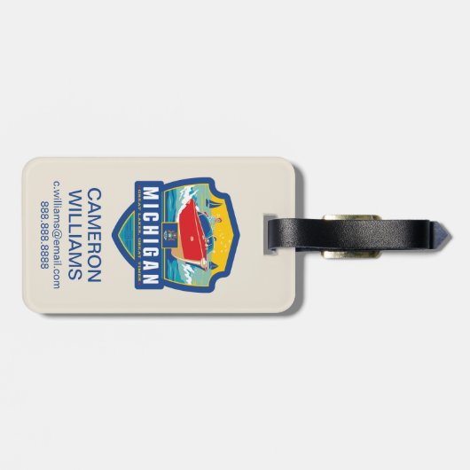 Étiquette À Bagage Fierté de l'État | Michigan (Dos horizontal)