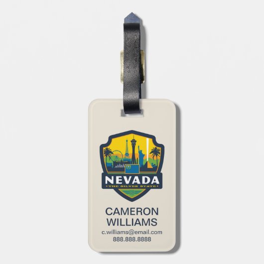 Étiquette À Bagage Fierté de l'État | Nevada (Dos Vertical)