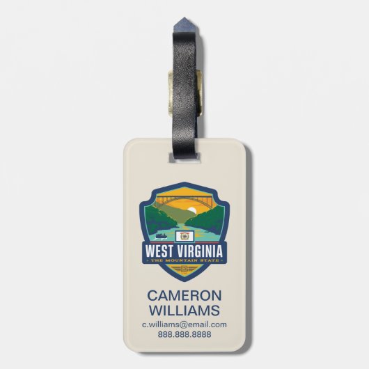 Étiquette À Bagage Fierté de l'État | Virginie occidentale (Dos Vertical)