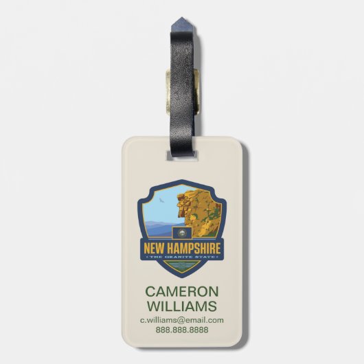 Étiquette À Bagage Fierté | New Hampshire d'état (Dos Vertical)