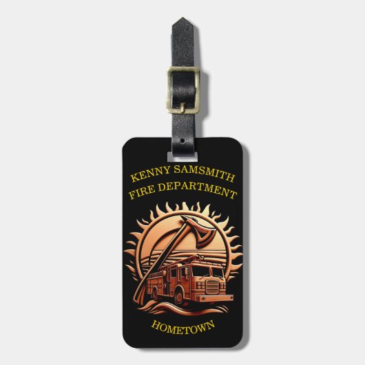 Étiquette À Bagage Fiery Valor Intricablement Héroïque Conception De  (Devant Vertical)