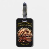 Étiquette À Bagage Fiery Valor Intricablement Héroïque Conception De  (Dos Vertical)