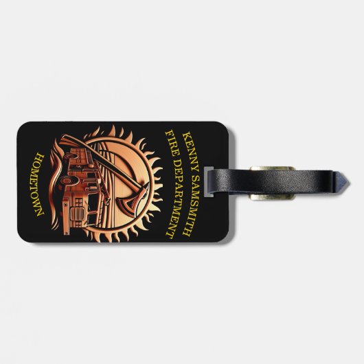 Étiquette À Bagage Fiery Valor Intricablement Héroïque Conception De  (Dos horizontal)