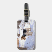 Étiquette À Bagage Fil Fox Terrier Laisser neiger Noël (Devant Vertical)