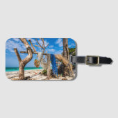 Étiquette À Bagage Filets de pêche séchant sur la plage (Devant Horizontal)