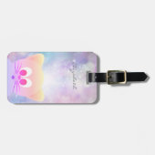 Étiquette À Bagage Fille adorable moderne, Bokeh, Chat (Devant horizontal)