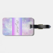 Étiquette À Bagage Fille adorable moderne, Bokeh, Chat (Dos horizontal)