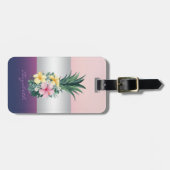 Étiquette À Bagage Fille, Ananas Fleurs tropicales (Devant horizontal)
