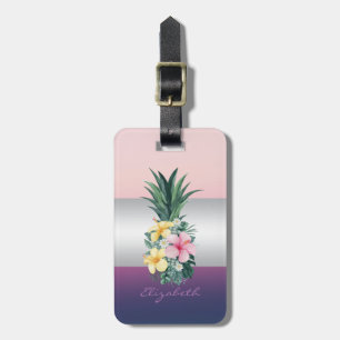 Étiquette À Bagage Fille, Ananas Fleurs tropicales