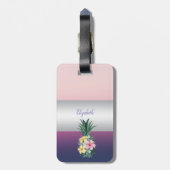 Étiquette À Bagage Fille, Ananas Fleurs tropicales (Dos Vertical)