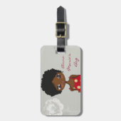 Étiquette À Bagage Fille avec l'étiquette rose de bagage (Devant Vertical)