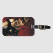 Étiquette À Bagage Fille avec un chat noir dans ses bras (Devant Horizontal)