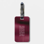 Étiquette À Bagage Fille Bourgogne Parties scintillant de goutte Nom  (Dos Vertical)