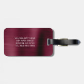 Étiquette À Bagage Fille Bourgogne Parties scintillant de goutte Nom  (Dos horizontal)