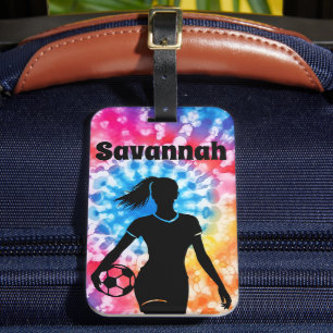 Étiquette À Bagage Fille de football Personnalisé Cravate-Dye Rainbow