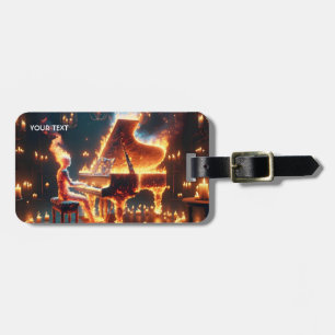Étiquette À Bagage Fille de piano de feu mignonne fantastique