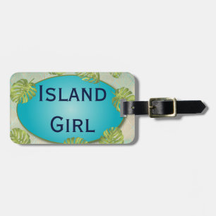 Étiquette À Bagage Fille de plage d'île tropicale
