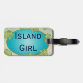 Étiquette À Bagage Fille de plage d'île tropicale (Dos horizontal)
